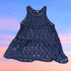 Express Midnight Blue Lace Top Women's Size Small